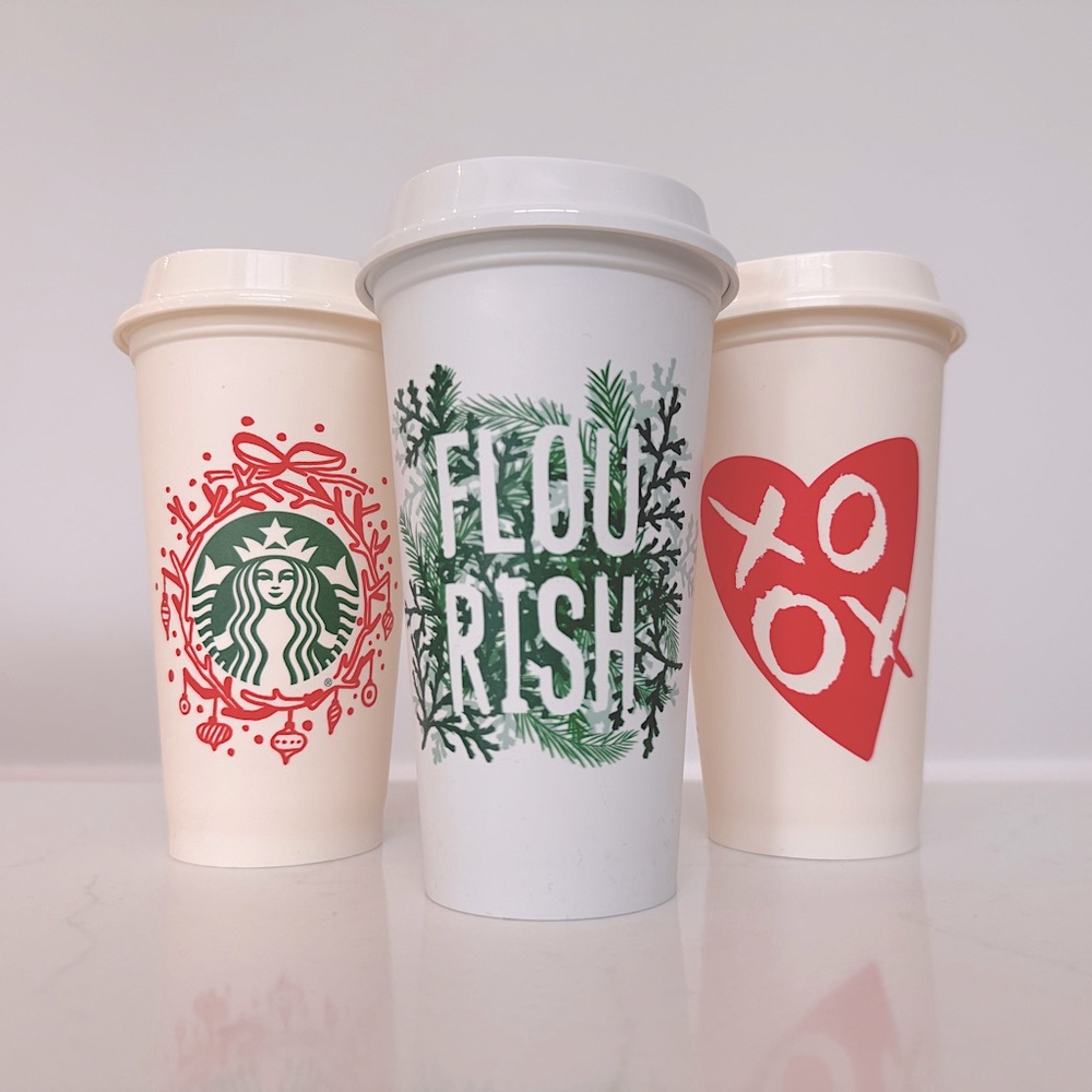 STARBUCKS Lot of 3 Reusable Plastic Hot Cups, 473ml